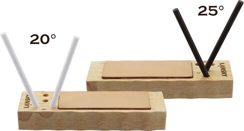 Lansky TurnBox Crock Stick Knife Sharpener, 4 Rod Ceramic with Leather Strop, 20 and 25 Degree Angles, 2-Stage System in Kuwait