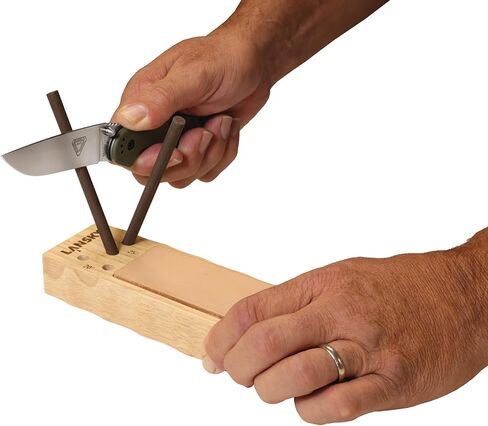 Lansky TurnBox Crock Stick Knife Sharpener, 4 Rod Ceramic with Leather Strop, 20 and 25 Degree Angles, 2-Stage System in Kuwait