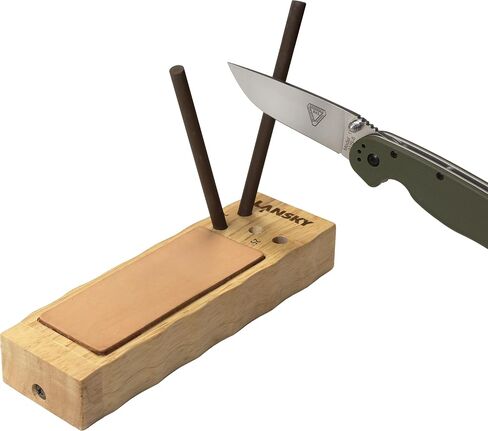 Lansky TurnBox Crock Stick Knife Sharpener, 4 Rod Ceramic with Leather Strop, 20 and 25 Degree Angles, 2-Stage System in Kuwait