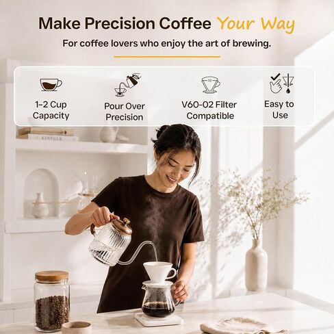 Ceramic Pour Over Coffee Dripper V02 Manual Brewer White, 2 Cup in Saudi Arabia