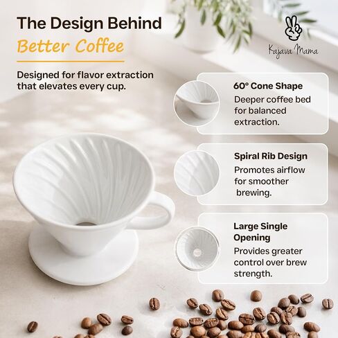 Ceramic Pour Over Coffee Dripper V02 Manual Brewer White, 2 Cup in Saudi Arabia