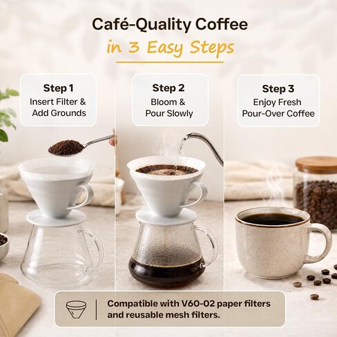 Ceramic Pour Over Coffee Dripper V02 Manual Brewer White, 2 Cup in Saudi Arabia