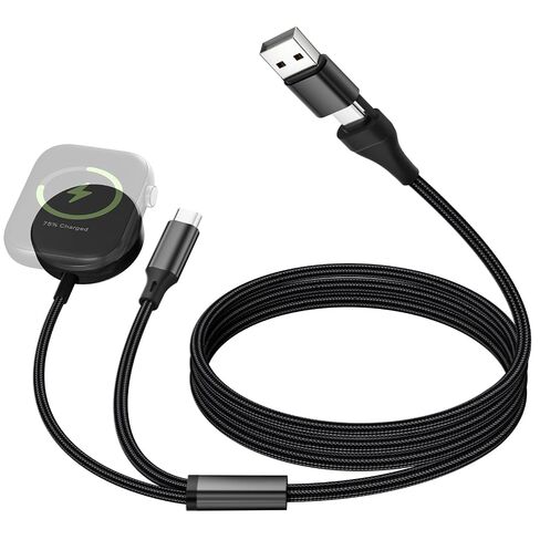 2-in-2 USB A/C to iWatch/USB C Multiple Portable Travel Charger Cable in Kuwait