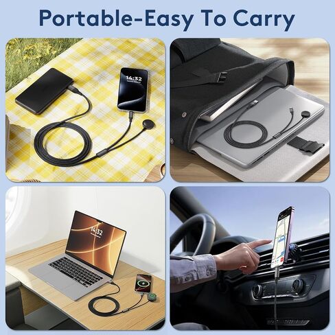 2-in-2 USB A/C to iWatch/USB C Multiple Portable Travel Charger Cable in Kuwait