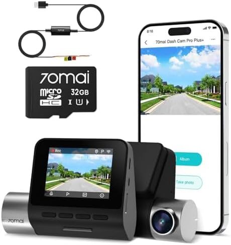 【70mai Dash Cam A500S + UP03 + 32GB SD Card】 70mai True 2.7k Dashcam A500S with Sony IMX335 Built-in WiFi GPS ADAS 140° Wide Angle WDR in Kuwait