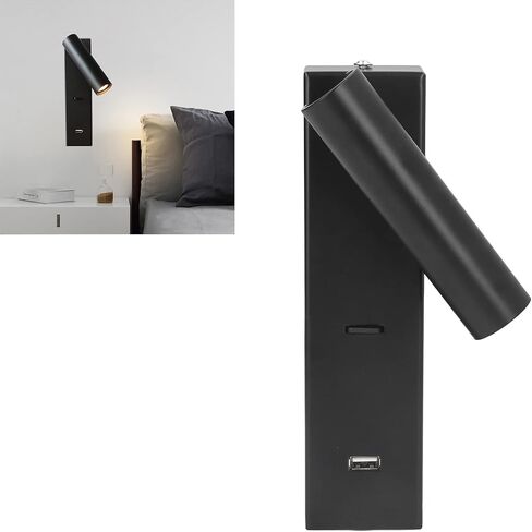 Aluminum Alloy 350° Rotating LED Wall Light Reading Light USB Port Bedroom Lighting in Kuwait