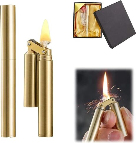 2pcs Torch Lighter Kerosene Windproof Lighter Refillable Adjustable Jet Flame Lighter for Candle Kitchen Grill Camping Jewellery Welding Men's Gift with Gift Box (Silver + Gold)_ in Saudi Arabia