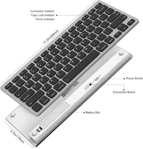 Bluetooth Keyboard for iPad 10th, 9th, 8th Gen, iPad Pro 12.9/11/10.5/9.7 in, iPad Air/Mini, Mac, MacBook, iMac, Tablets, PC Desktop Laptop - Wireless Computer Keyboard, Office Accessories Supplies in Kuwait