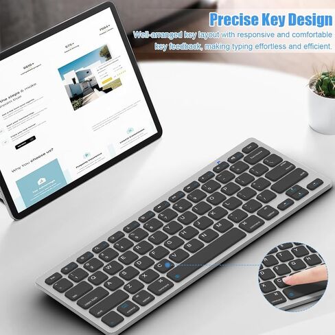 Bluetooth Keyboard for iPad 10th, 9th, 8th Gen, iPad Pro 12.9/11/10.5/9.7 in, iPad Air/Mini, Mac, MacBook, iMac, Tablets, PC Desktop Laptop - Wireless Computer Keyboard, Office Accessories Supplies in Kuwait