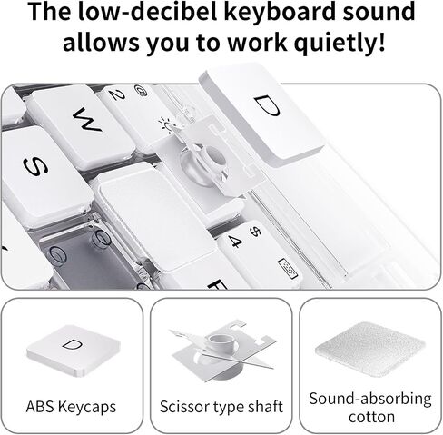 Transparent Keyboard Case for iPad Air 11" (M3 2025/M2 2024), Air 5th/4th Gen 10.9" & iPad Pro 11" (4th-1st) - Multi-Touch Trackpad, 360° Rotating Stand, 7-Color Backlit, Pencil Holder, White in Kuwait