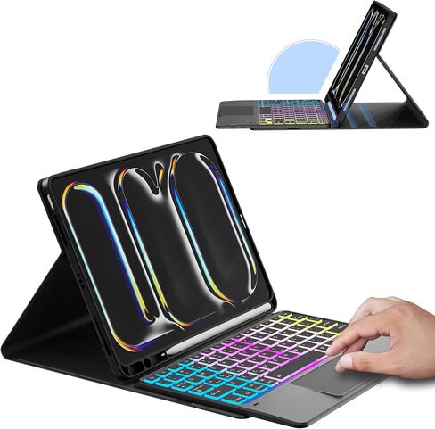 for iPad Pro 11-inch (M4) 2024 Case with Detachable Keyboard : DIY 3-Zone 7 Color Backlight Tablet Keyboard Cases with Touchpad - 11" iPad Pro 2024 (M4) Keyboard Cover with Pen Holder & Kickstand in Kuwait