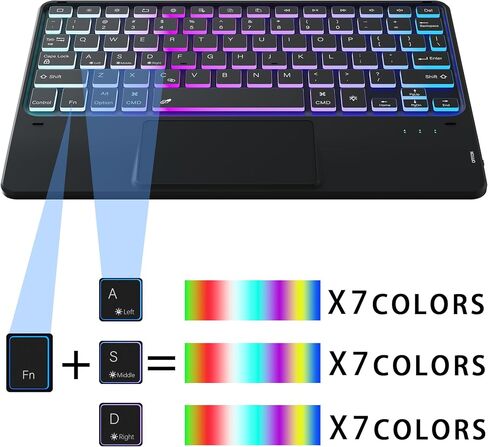 for iPad Pro 11-inch (M4) 2024 Case with Detachable Keyboard : DIY 3-Zone 7 Color Backlight Tablet Keyboard Cases with Touchpad - 11" iPad Pro 2024 (M4) Keyboard Cover with Pen Holder & Kickstand in Kuwait