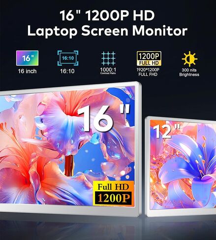 Laptop Screen Extender 16"-1200P 16:10 FHD Triple Monitor for 12-18.5" in Kuwait