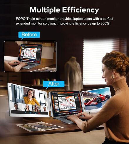 Laptop Screen Extender 16"-1200P 16:10 FHD Triple Monitor for 12-18.5" in Kuwait