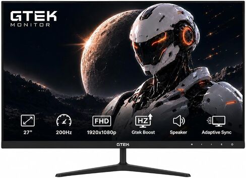GTek 27 Inch Curved Gaming Monitor 280Hz/240Hz FHD 1080P, 1500R Curved VA Display, 1ms MPRT, FreeSync, HDR, DP 1.4 & HDMI, VESA Compatible PC Monitor for Gaming, Streaming & Home Office in Kuwait