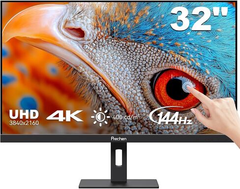 32 Inch 4K Touch Monitor, 144Hz UHD 3840x2160 Desktop Monitor 10-Point Touchscreen, HDMI 2.1 & DP 1.4 & Type-C, HDR 400, Height-Adjustable & Rotatable Stand VESA Mountable External Touch Screen for PC in Kuwait