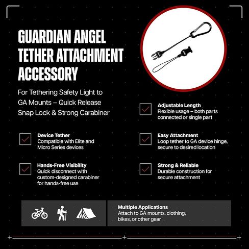 Guardian Angel Short Tether - Quick Release Snap Lock & Carabiner in Kuwait