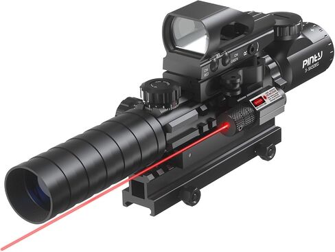 PINTY Rifle Scope Combo Set, Multi‑in‑1 Tactical Illuminated Hunting Scope with Red‑Green Dot & Laser Sight, Compatible with 20mm Picatinny Weaver Rails for Hunting Shooting Airsoft in Kuwait