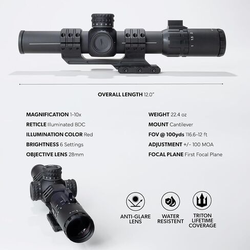 Triton Navigator+ 1-10x28 First Focal Plane FFP LPVO Rifle Scope | Chevron C2 BDC Reticle in Kuwait