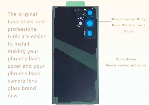 Rear Back Glass Replacement for Samsung Galaxy S23 Ultra with Camera Glass Lens + Adhesive + Repair Tool Kits (Grey) in Kuwait