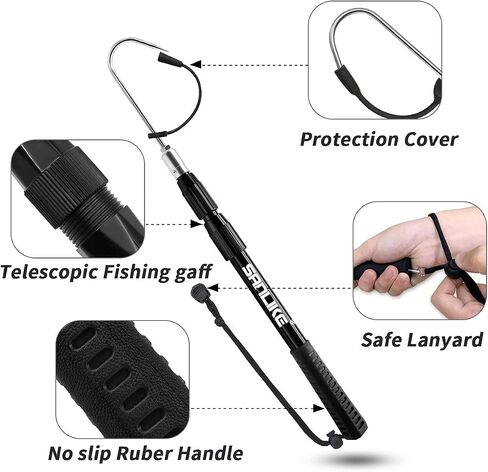 SANLIKE Telescopic Fish Gaff Fiberglass Pole Stainless Steel Spear Hook in Saudi Arabia