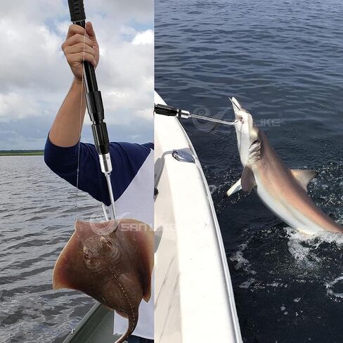 SANLIKE Telescopic Fish Gaff Fiberglass Pole Stainless Steel Spear Hook in Saudi Arabia