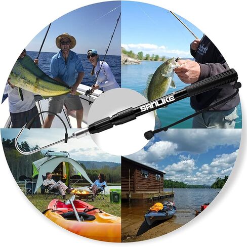 SANLIKE Telescopic Fish Gaff Fiberglass Pole Stainless Steel Spear Hook in Saudi Arabia