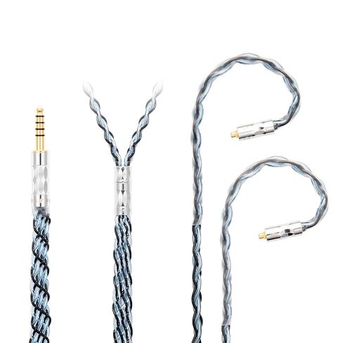 IEM MMCX 4.4MM Balanced Cable, 4ft+/1.3Meter Long, 8-Strand OCC Silver in Ear Monitor Wire for SE846 Cable, se535 Cord, Dunu TITAN6, DK3001Pro, DK4001 (4.4mm to Dual MMCX Male Version) in Saudi Arabia