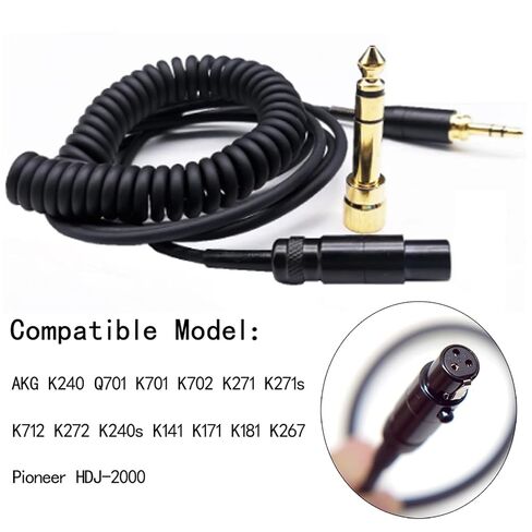 FAAEAL K702 Coiled Audio Cable Compatible with AKG Q701 K712 K240S K271S K241 K275 Pioneer HDJ-2000 beyerdynamic DT 770 DT 990 Pro Headphones with 6.35mm(1/4") Adapter 14ft(3.5mm) in Kuwait