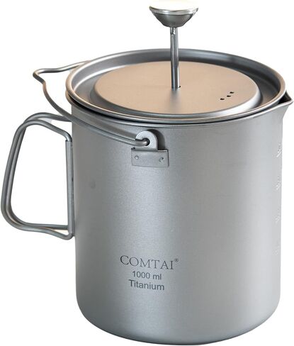 Titanium French Press Pot 1000mL/35 fl ozCoffee Maker Camping with Lid and Filter Titanium French Press Cup Backpacking for Outdoor Hiking Camp (1000ml) in Kuwait