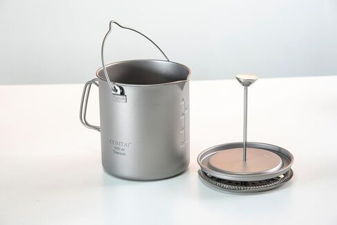 Titanium French Press Pot 1000mL/35 fl ozCoffee Maker Camping with Lid and Filter Titanium French Press Cup Backpacking for Outdoor Hiking Camp (1000ml) in Kuwait