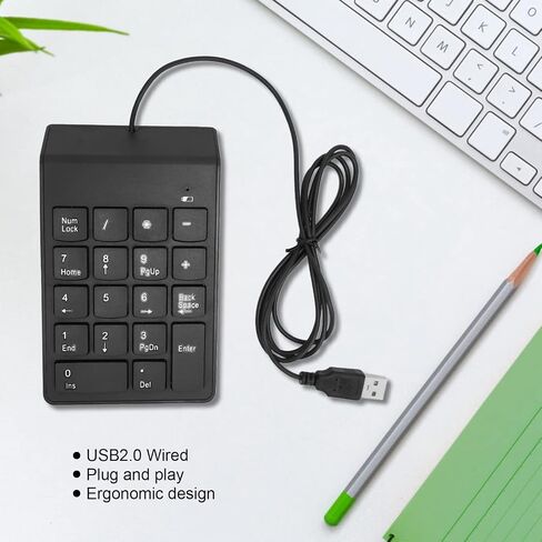 18 Keys Numeric Keypad, USB Wired with Plug and Play, Ergonomic Design Nonslip Pad forAndroid Tablet, Window s in Kuwait