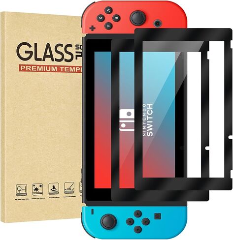2-Pack Black Border Tempered Glass Screen Protector for Switch Model 2017 [6.2 Inch]，HD Clear, Anti Scratch, Anti-Fingerprint, Shatterproof，Bubble Free, 9H Hardness, Ultra Thin in Kuwait