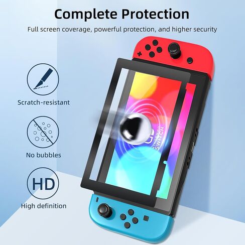 2-Pack Black Border Tempered Glass Screen Protector for Switch Model 2017 [6.2 Inch]，HD Clear, Anti Scratch, Anti-Fingerprint, Shatterproof，Bubble Free, 9H Hardness, Ultra Thin in Kuwait