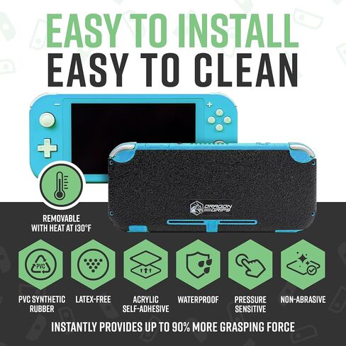 Dragon Grips Nintendo Switch Lite Grip - Textured Rubber Controller Grips for Back Shell of Nintendo Switch Lite - Ultra Thin Non-Slip Precision Fit Accessory for Gaming Sessions, Made in USA in Kuwait