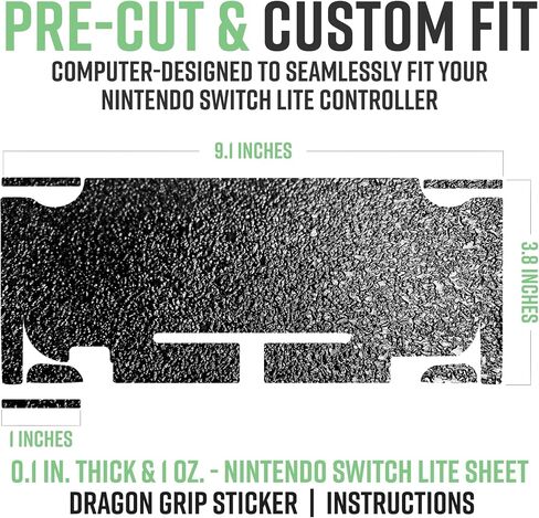 Dragon Grips Nintendo Switch Lite Grip - Textured Rubber Controller Grips for Back Shell of Nintendo Switch Lite - Ultra Thin Non-Slip Precision Fit Accessory for Gaming Sessions, Made in USA in Kuwait