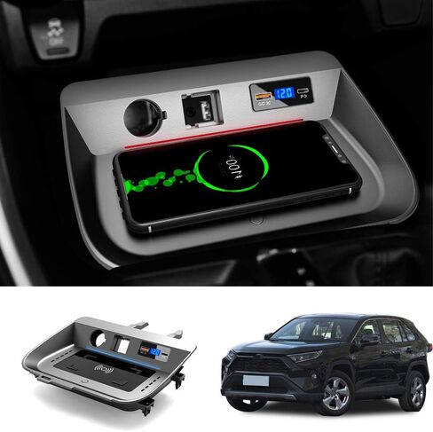 Car Wireless Charger Mount fit for Toyota RAV4 2019-2025,QC 3.0 Fast Charging Compatible with iPhone,Samsung,Qi WPC Qi 3.0 Wireless Charging,2 USB Port 36W Wireless Charger Pad in Kuwait