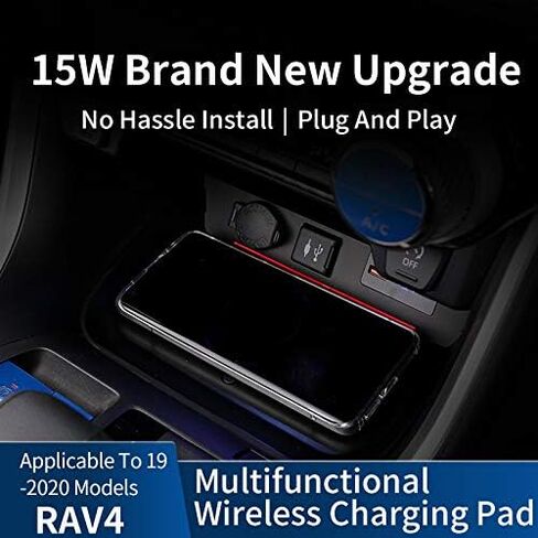 Car Wireless Charger Mount fit for Toyota RAV4 2019-2025,QC 3.0 Fast Charging Compatible with iPhone,Samsung,Qi WPC Qi 3.0 Wireless Charging,2 USB Port 36W Wireless Charger Pad in Kuwait