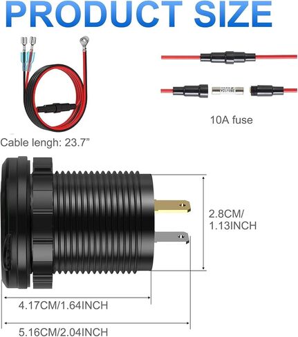 Motorcycle USB C Charger 12V Outlet [36W PD+18W QC] Waterproof Car Adapter in Kuwait