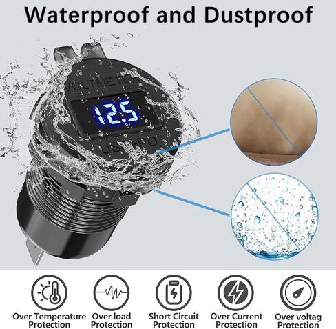 Motorcycle USB C Charger 12V Outlet [36W PD+18W QC] Waterproof Car Adapter in Kuwait