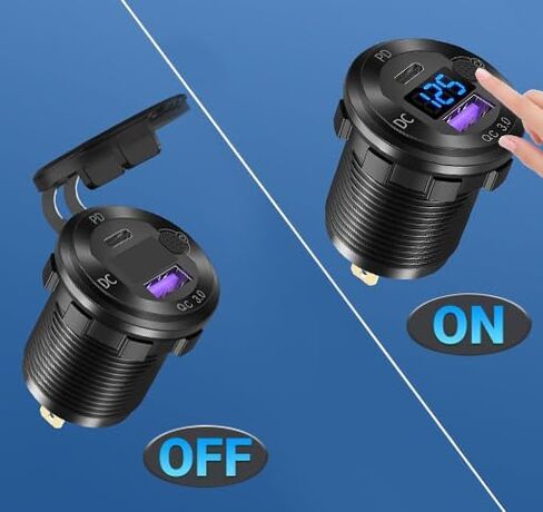 Motorcycle USB C Charger 12V Outlet [36W PD+18W QC] Waterproof Car Adapter in Kuwait