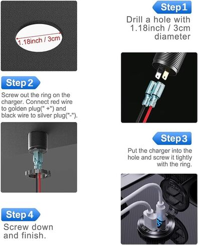 Motorcycle USB C Charger 12V Outlet [36W PD+18W QC] Waterproof Car Adapter in Kuwait