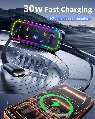 Car Charger Usb Hub with RGB Light for 2026 2025 2024 2023 2022 2021 2020 Toyota Corolla Accessories, 4-Port Docking Station with Retractable Cable, Phone Fast Charging Hub with Voltage Display in Saudi Arabia