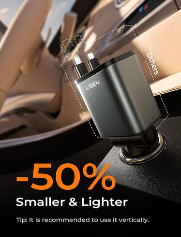 LISEN 4 in 1 Starlight Retractable Car Charger, 75W USB C Cigarette Adapter Fast Charging, Starlight Retractable Car Accessories for Women Mom, for iPhone 17 Pro Max Air 16 15 14 13 12 in Kuwait
