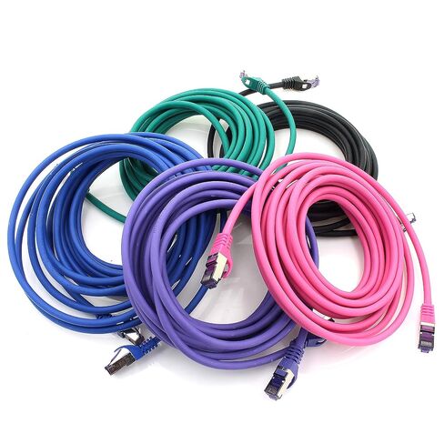1aTTack.de Cat.7 LAN ethernet Cable 0,5m - 5 Colors Set 02 - Cat7 LAN Network 10GBASE-T - 10000 Mbps (Sftp Pimf) Double Shielded patchcable RJ45 Plug Cat.6a in Kuwait