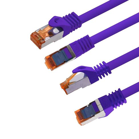 Cat.7 ethernet Cable 0,5m - Violet - 10 Pieces - Cat7 LAN Network 10GBASE-T - 10000 Mbps (Sftp Pimf) Double Shielded patchcable RJ45 Plug Cat.6a in Kuwait