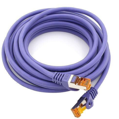 Cat.7 ethernet Cable 0,5m - Violet - 10 Pieces - Cat7 LAN Network 10GBASE-T - 10000 Mbps (Sftp Pimf) Double Shielded patchcable RJ45 Plug Cat.6a in Kuwait