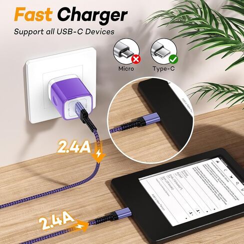 2Pack Kindle Charger Replacement Samsung Tablet Fast Charging Cord for Kindle Colorsoft/Scribe/Paperwhite Signature Edition/Kids Pro/Android Tablet Charger for Samsung Galaxy A11 A11+S11 Include Block in Saudi Arabia