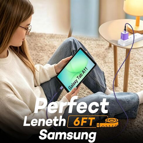 2Pack Kindle Charger Replacement Samsung Tablet Fast Charging Cord for Kindle Colorsoft/Scribe/Paperwhite Signature Edition/Kids Pro/Android Tablet Charger for Samsung Galaxy A11 A11+S11 Include Block in Saudi Arabia