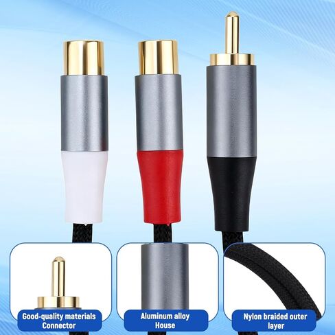 2pcs 1 Male to 2 Female Shielded RCA Y Splitter(40cm/15.75in) in Saudi Arabia